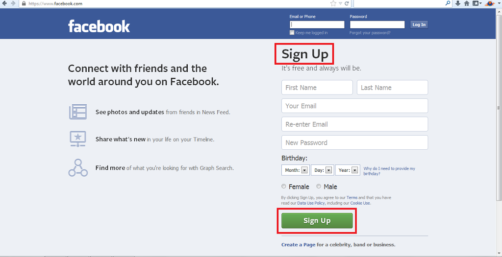 How to sign up for Facebook/How to create Facebook new account
